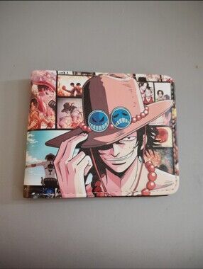 New fire fist ace one piece anime manga leather wallet